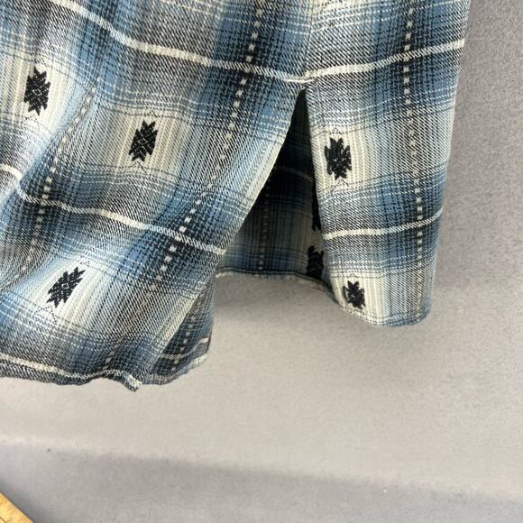 Dylan Tunic Dress Women's Size S Blue Black V-neck Flannel Southwestern Plaid - Picture 9 of 10